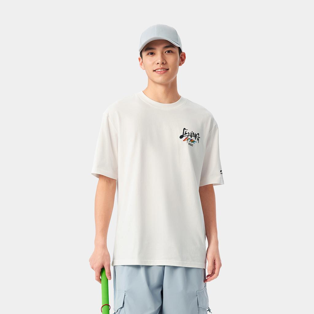 Li Ning Sports Lifestyle Series High Street American Retro Casual Ice Silk Comfortable Versatile Summer Short Sleeve T-Shirt Unisex Tops AHSV263-1