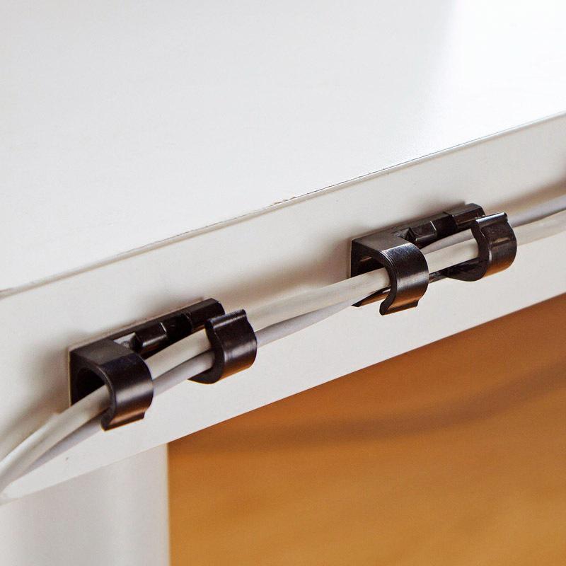 Self-Adhesive Cable Organizer Clips - Nail-Free Buckle for Wall & Desk Routing