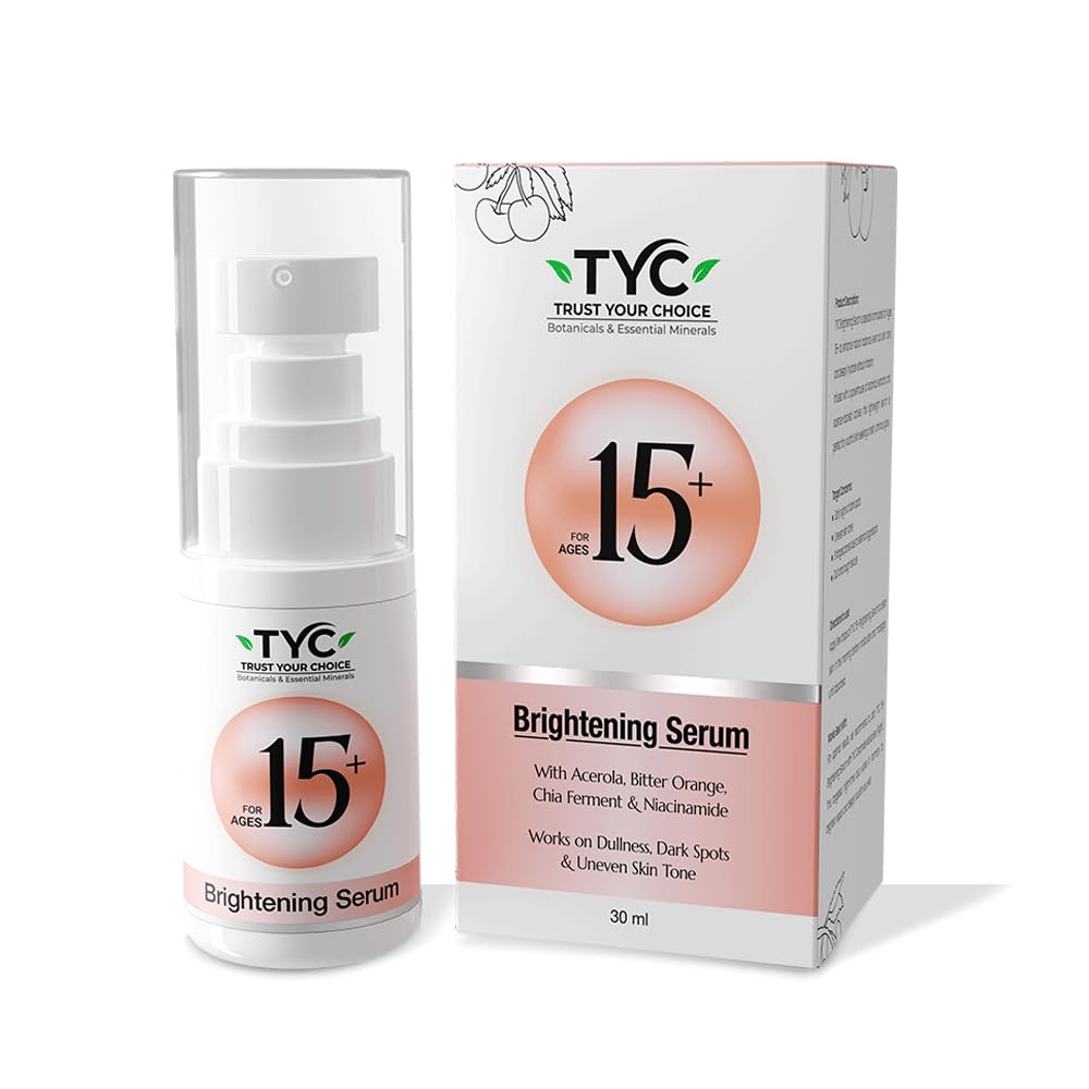 TYC Brightening Serum 15+ | for Ages 15+ | Enriched with Plant Vitamin C (Acerola Cherry) | Brightens & Evens Skin | Deep Hydration & Nourishment |