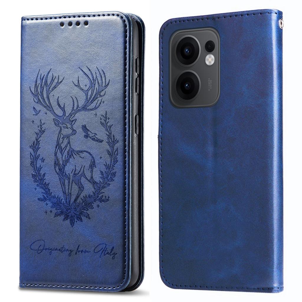 For Oppo Reno13 F 5G Stand Case Lucky Deer Imprinted Magnetic Closure Leather Wallet Phone Cover