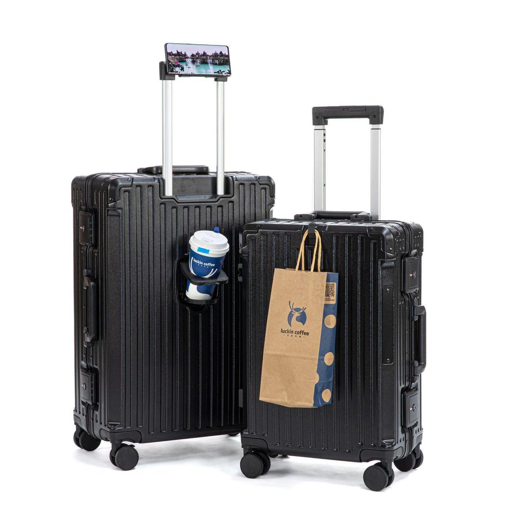 24" Aluminum Frame Luggage: Silent Zipper Trolley with Combination Lock, Universal Wheels, Wear-Resistant
