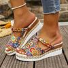 Sandali Casual Color Blocking Estivi 2025 per Donna Eleganti Comodi Pelle Morbida Suola Spessa Zeppa Infradito in Paglia Intrecciata