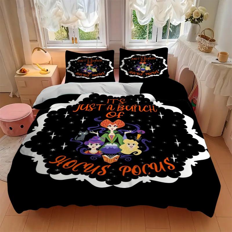 Hocus Pocus Halloween Magic Print 3Pcs Bedding Setduvet Cover With 2 Bedropillowcase Home Birthday Gift