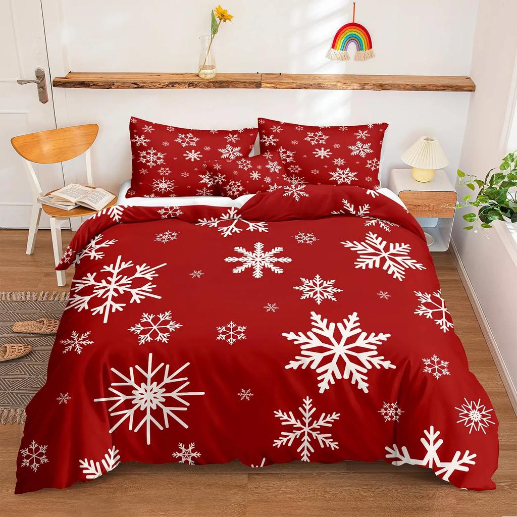 Comforter Winter Merry Xmas Theme Delicate Snowflakes Cold Freezing Weather Vintage Holiday Pattern Room Decorative Women Kids