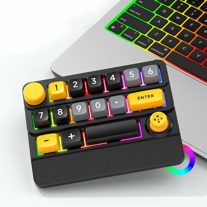 Wireless Gaming Keyboard Macro Defined Joystick 15keys Gaming Keyboard with Color Lights Multiple Function