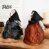 Retro Witch Figurine Halloween Kitchen Doll, Small Statue with Broom, Black And Orange Doll Tabletop Party Decoration for Table Fireplace Holiday Home