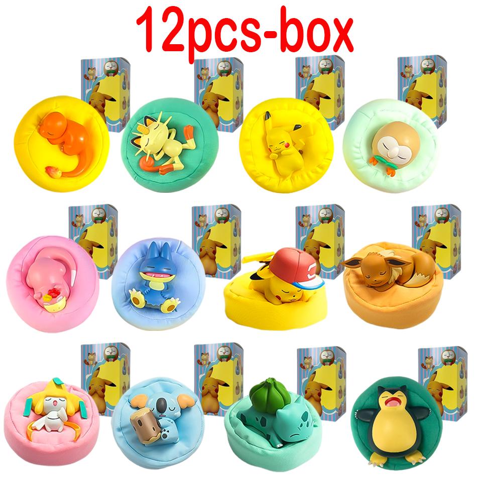 Toys 1-12pcs Pok É Mon Scale Ratio Model Figure 1-12 Pcs Pikachu Sleep Series Interior Hand Sleeping Position Gift Present for Sfriends