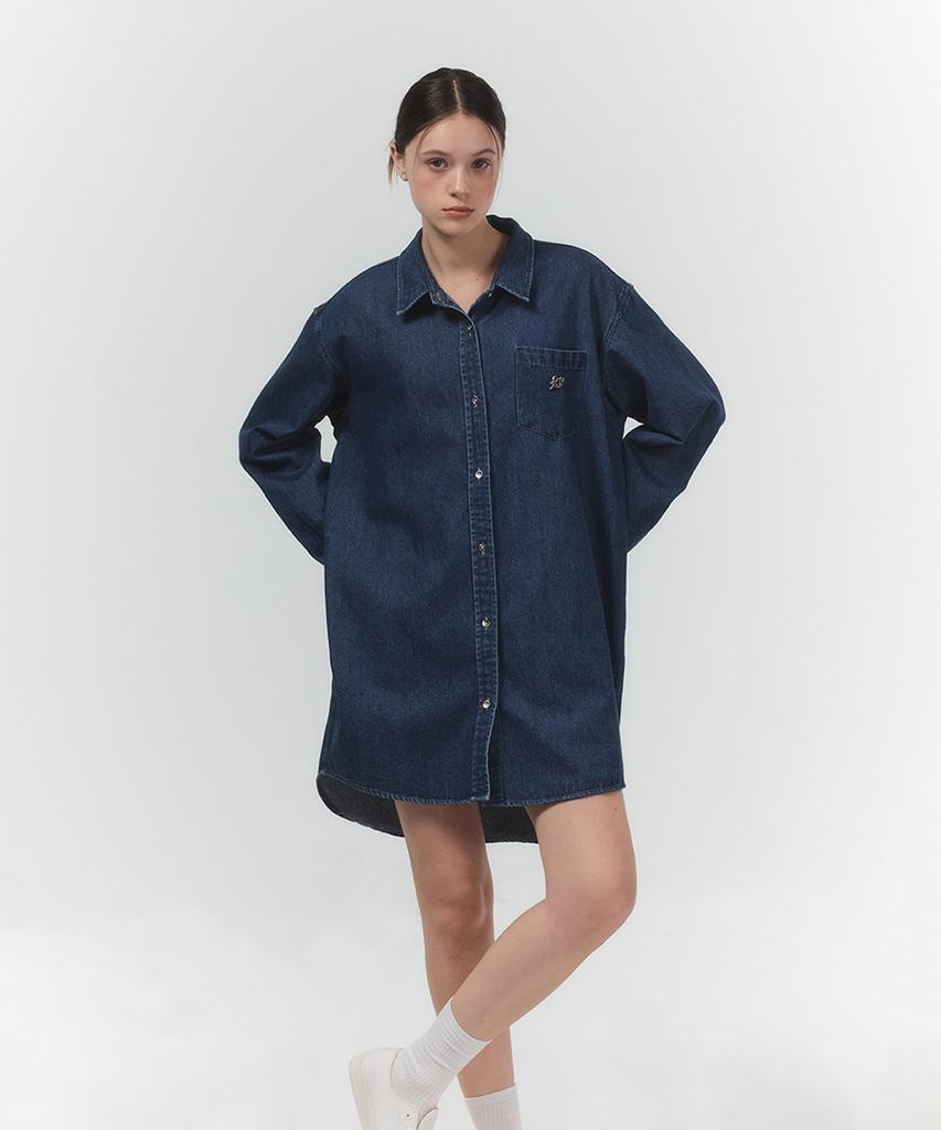 Potipo [W] Oversized Linen Denim Shirt Dress