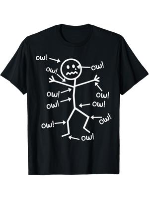 A Distressed Stick Figure Surrounded By Multiple OW Mens Tracksuit Tshirt Cotton Casual Sportswear Crew Neck Short Sleeve Tops
