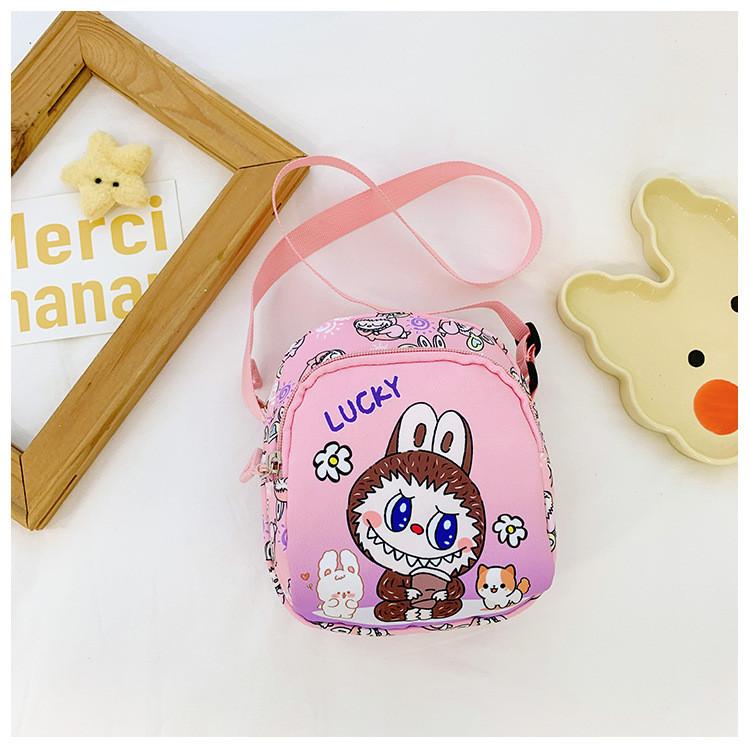 And Fun Colorful Labub Girls Nylon Shoulder Bag With Unique Plaid Pattern Playdates For