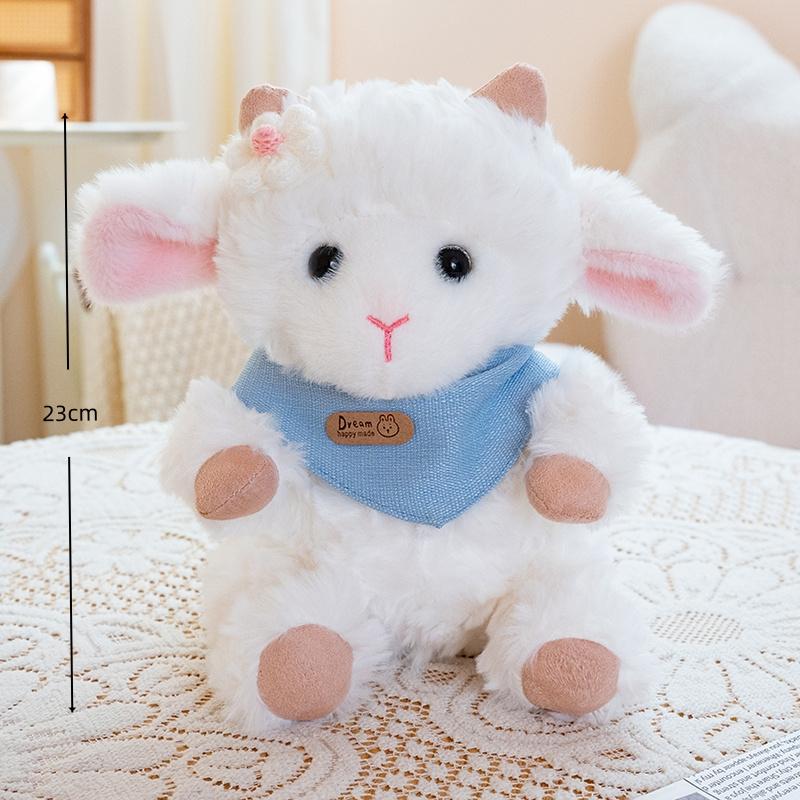 23cm Kawaii Scarf Bear Bow Tie Sheep Plush Toy Cute Lamb Doll Children's Room Decor Creative Animal Stuffed Doll Birthday Gift