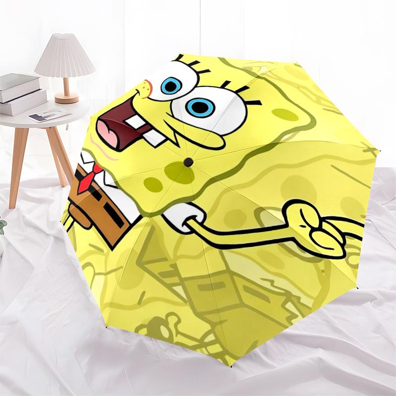 1 ks Spongebob Automatický Otevírací/Zavírací Skládací Deštník, Větruodolná Konstrukce s 8 Žebry, Lehký Cestovní Deštník pro Ženy/Muže, Ideální Dárek 0902053