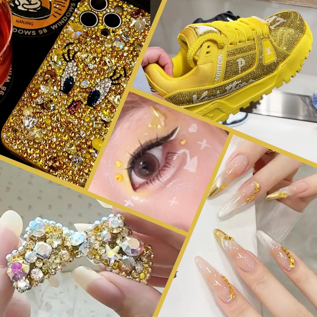 Flatback Loose Rhinestones Glass Glue on Eco-Friendly 12 Facets Bulk 1440pcs for Nail Art