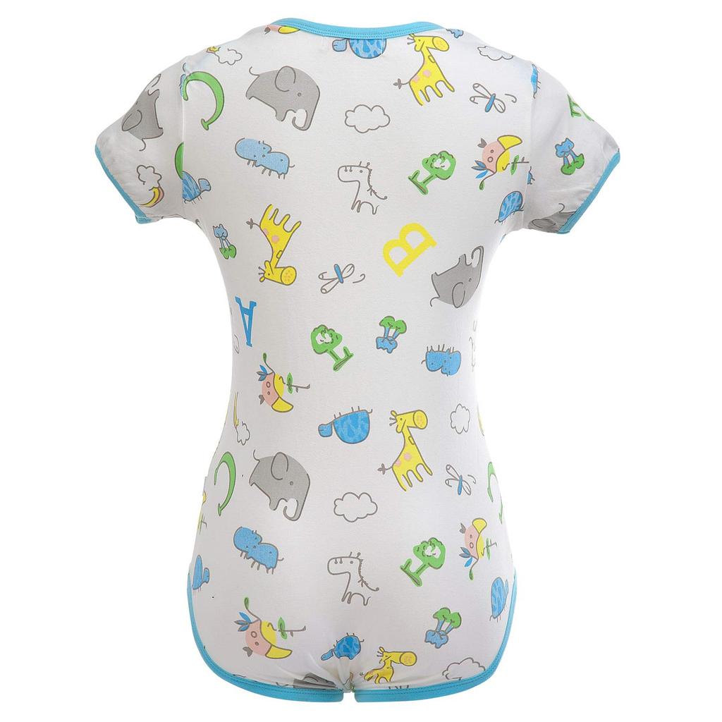 LittleForBig Adult Drawing Cotton Size S Romper, Child's "Giraffe" Zoo, Pajamas,