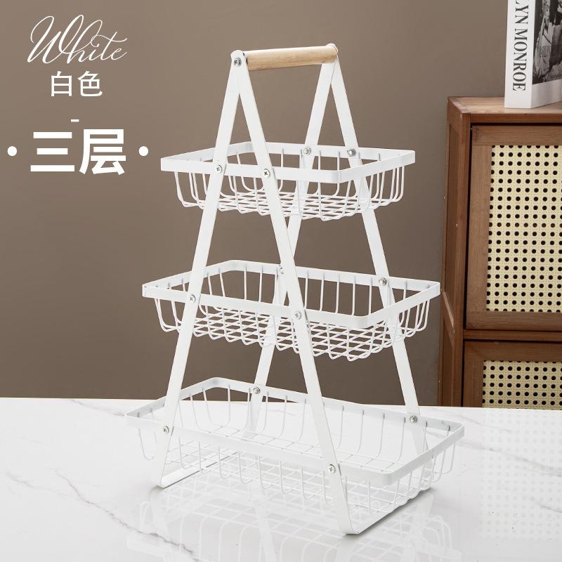New Handheld Storage Basket, Multifunctional Iron Fruit Basket, Multi-Layer Kitchen Snack Storage Rack