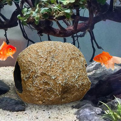 Fish Tank Statue Ornaments Resin Aquarium Hideaway Rock Lifelike Shelter Fish Tank Cave for Aquarium Desktop Decoration