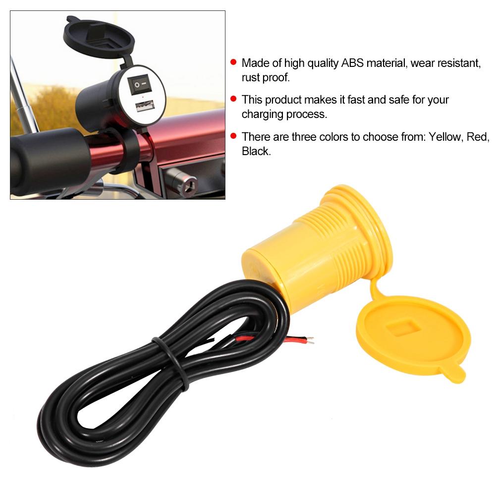 Motorcycle Handle Bar Phone Holder Waterproof USB     12V with   (Yellow)