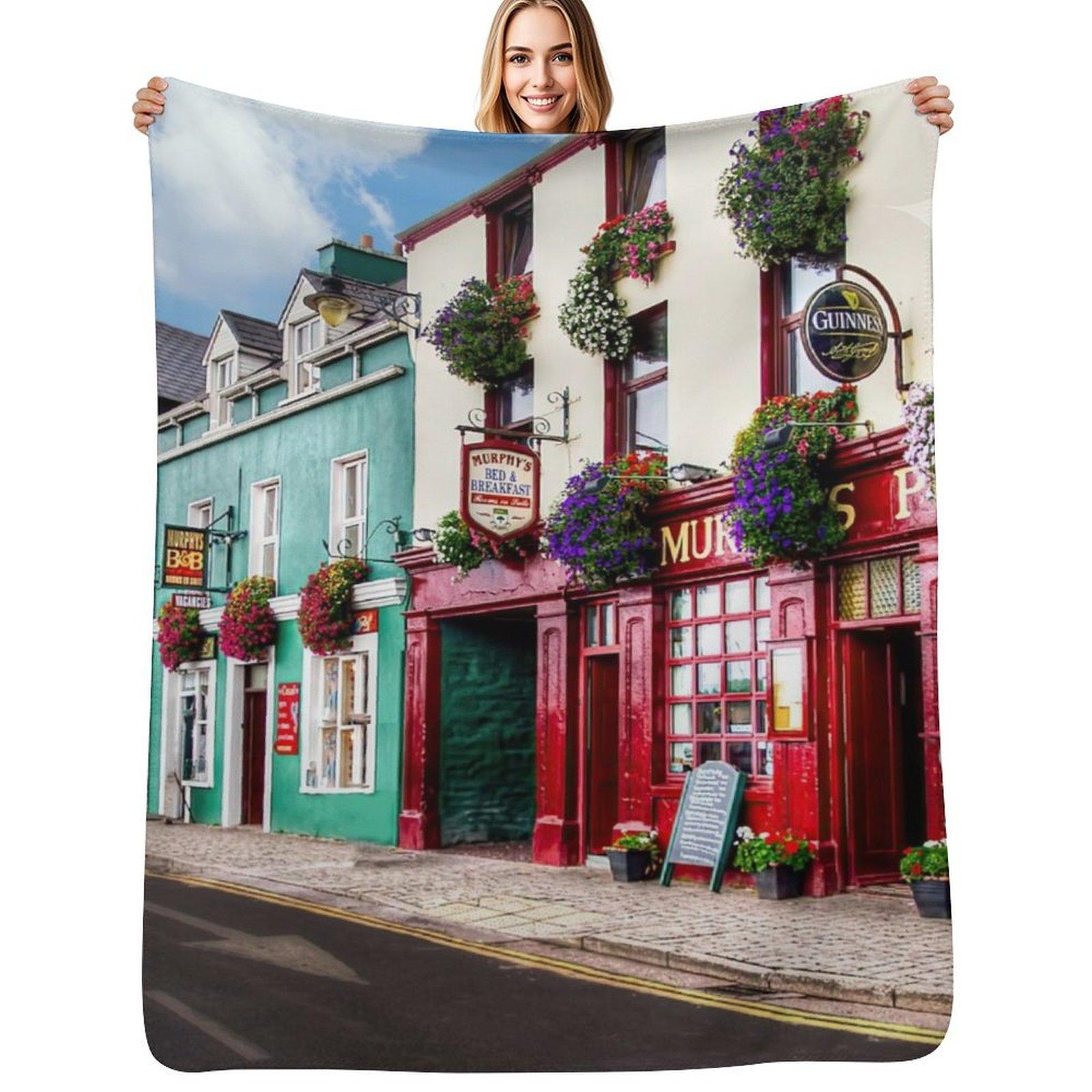 Dingle Town Throw Blanket Luxurious Soft Fuzzy Blanket for Sofa Bed Size: 75*100cm, Weight: 230 GSM