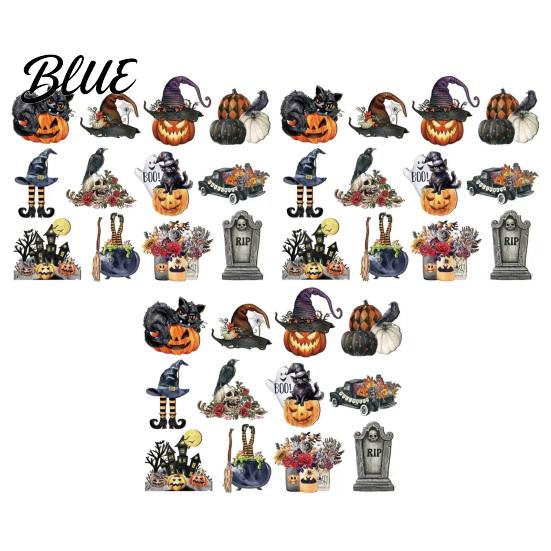 Creative Holiday Gift Tag Decorations 36Pcs Vintage Halloween Wooden Hanging Ornaments Pumpkin Black Cat Witch Ghost Scary Hat Castle Wall