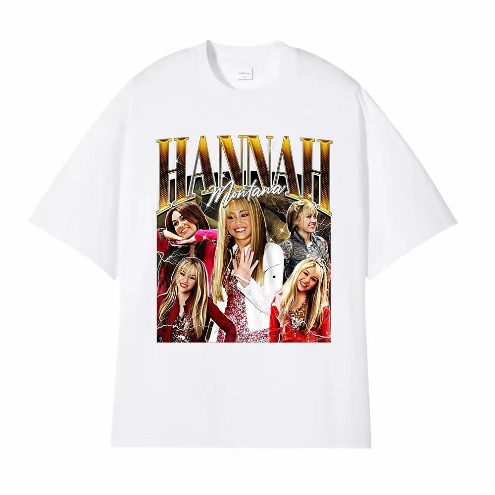 Hannah Montana Vintage Pop Graphic Tshirt Unisexs and Womens Clothing Fashion Aesthetic T Shirt ONeck Cotton Tshirt Streetwear