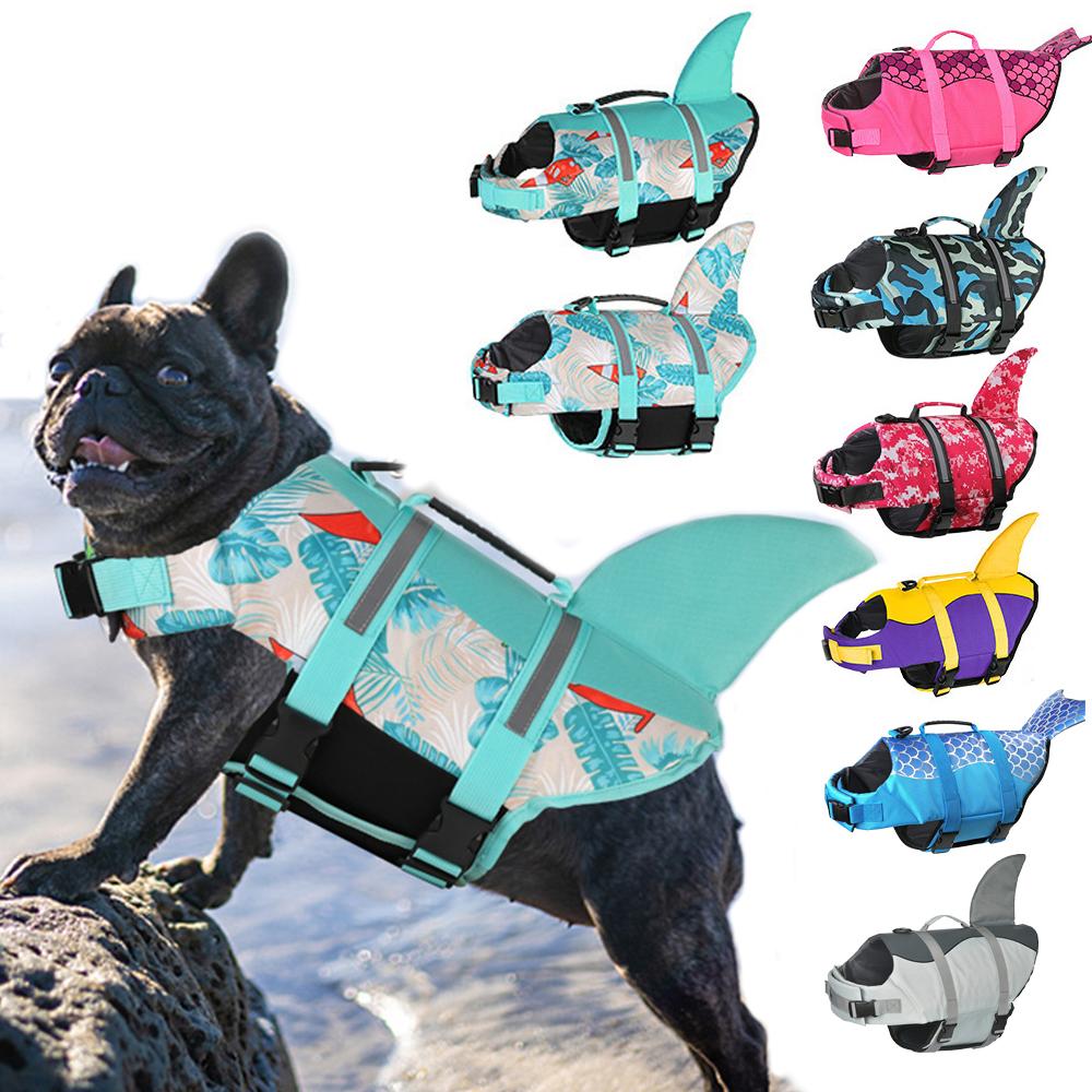 Lifevest For Dogs Super Buoyancy Mermaid Shark Dog Life Jacket For Small Large Dogs Reflective Safe Puppy Swimsuit With Handle