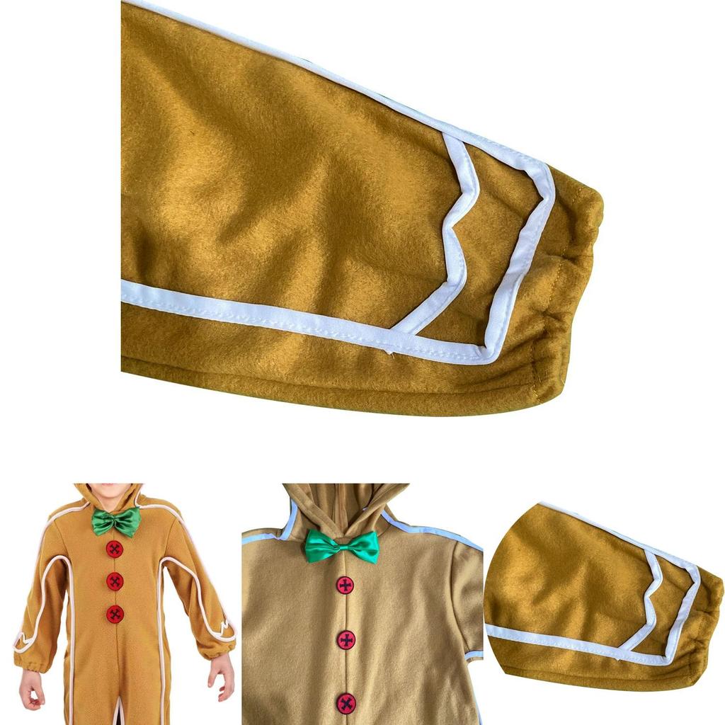 Adorable Christmas Gingerbread Man Kids Costume Cosplay Bodysuit