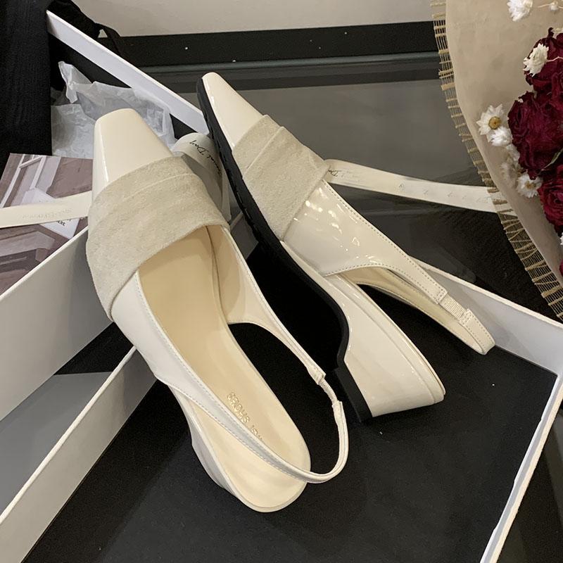 Fashion 2025 New  Elegant Women Heeled Sandals Shoes Female Slip On Footwear Shallow Fashion Pointed Toe Ladies Low Heel Sandals Shoes