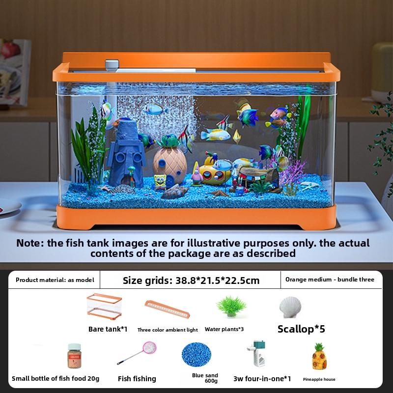 2026 Desktop-Aquarium mit LED All-in-One Landschaftssystem Kompakter Ökologischer Fischbehälter für Büro Kleine Kreative Goldfischschale