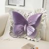 Butterfly Throw Pillow Plush Butterfly Pillow with Lace Ruffle Decorative Bedroom Cushion for Living Room Sofa Couch Bed Car