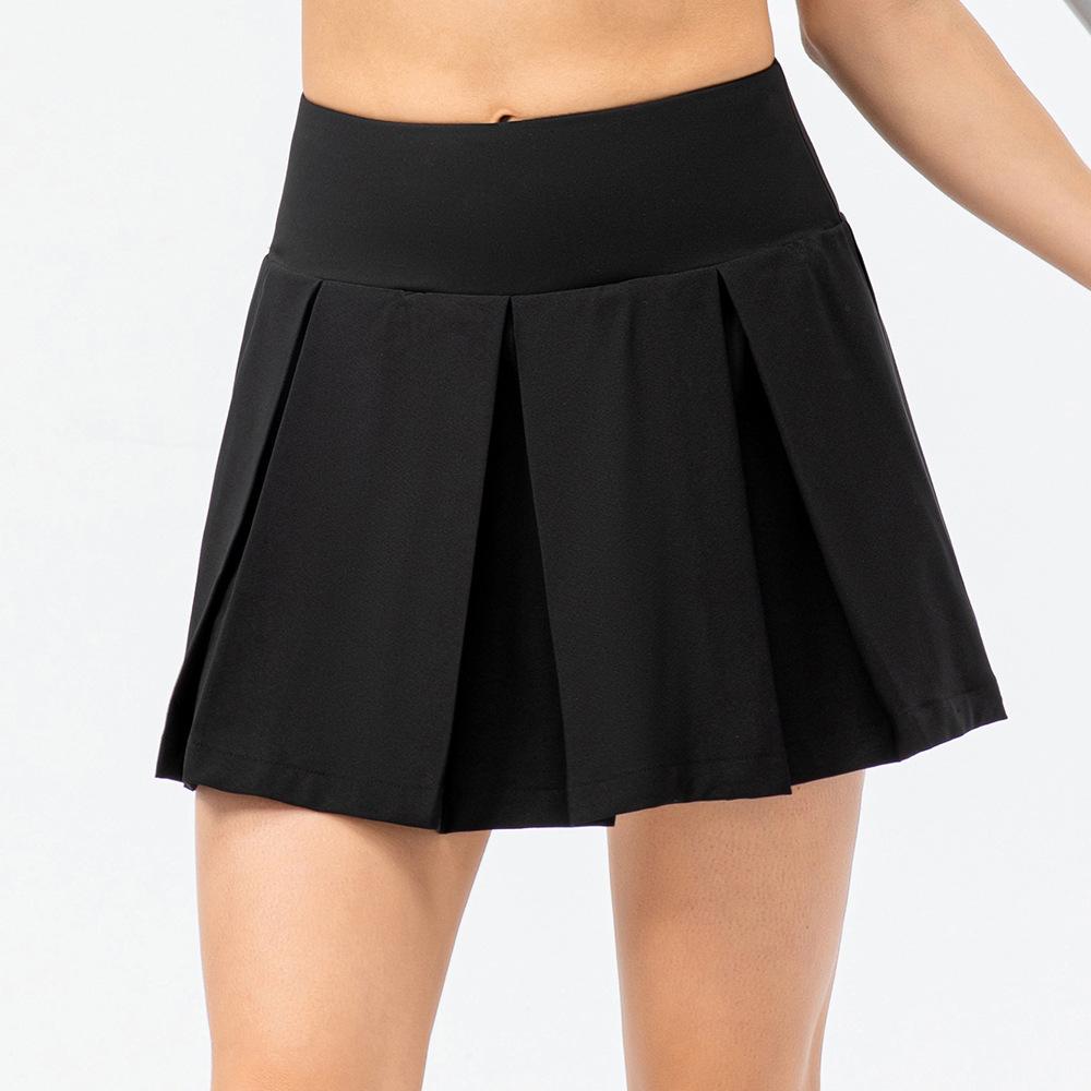 Women's Plaid Sports Skirt Pleated Skirt Outdoor Running Dance Anti-exposure Double-Layer Skirt Pants Yoga Tennis Skirt