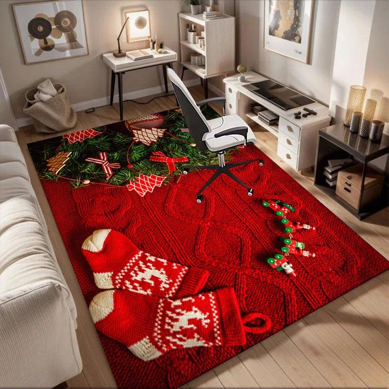 

Christmas Decoration Knitted Socks Red White Patterned Gift SetOffice Mat Perfect for Home Decor Office Desk Chair Rugs Chair Carpet for off 60cm by 90cm