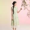 Sancai New Chinese Style Faux Two-Piece A-Line Dress