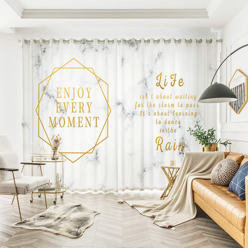Custom Curtains for the Whole House Nordic Modern American Industrial Curtains Marble Curtains Living Room Bedroom Semi-shading