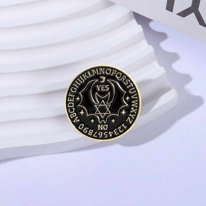 Gothic Style Divination Brooch: Retro Magic Circle Coin Badge