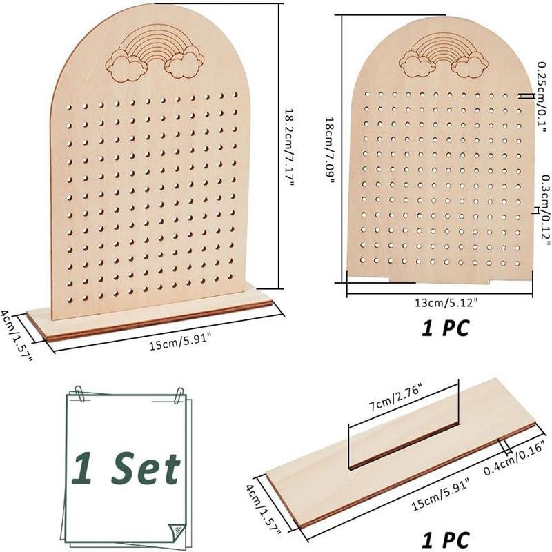 Wooden pegboard display stand, multi-functional hanging storage box made of unfinished natural wood with 25 wooden pins
