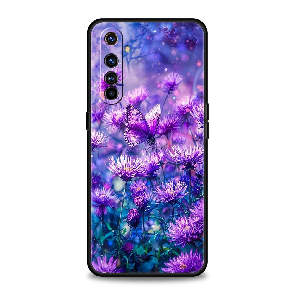 Art Purple Butterfly Soft TPU For Realme 13 12 11 10 9 Pro Plus GT3 GT2 C21 C25 C35 C53 C55 C67 Pro 5G Phone Case Cover Fundas
