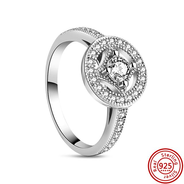 Νέο Ανοιξιάτικο Φιόγκο Φτερό Στέμμα Τριφύλλι Αφρώδη 925 Ασημένιο Στρογγυλό Δαχτυλίδι Γυναικείο Αυθεντικά ευρωπαϊκά κοσμήματα