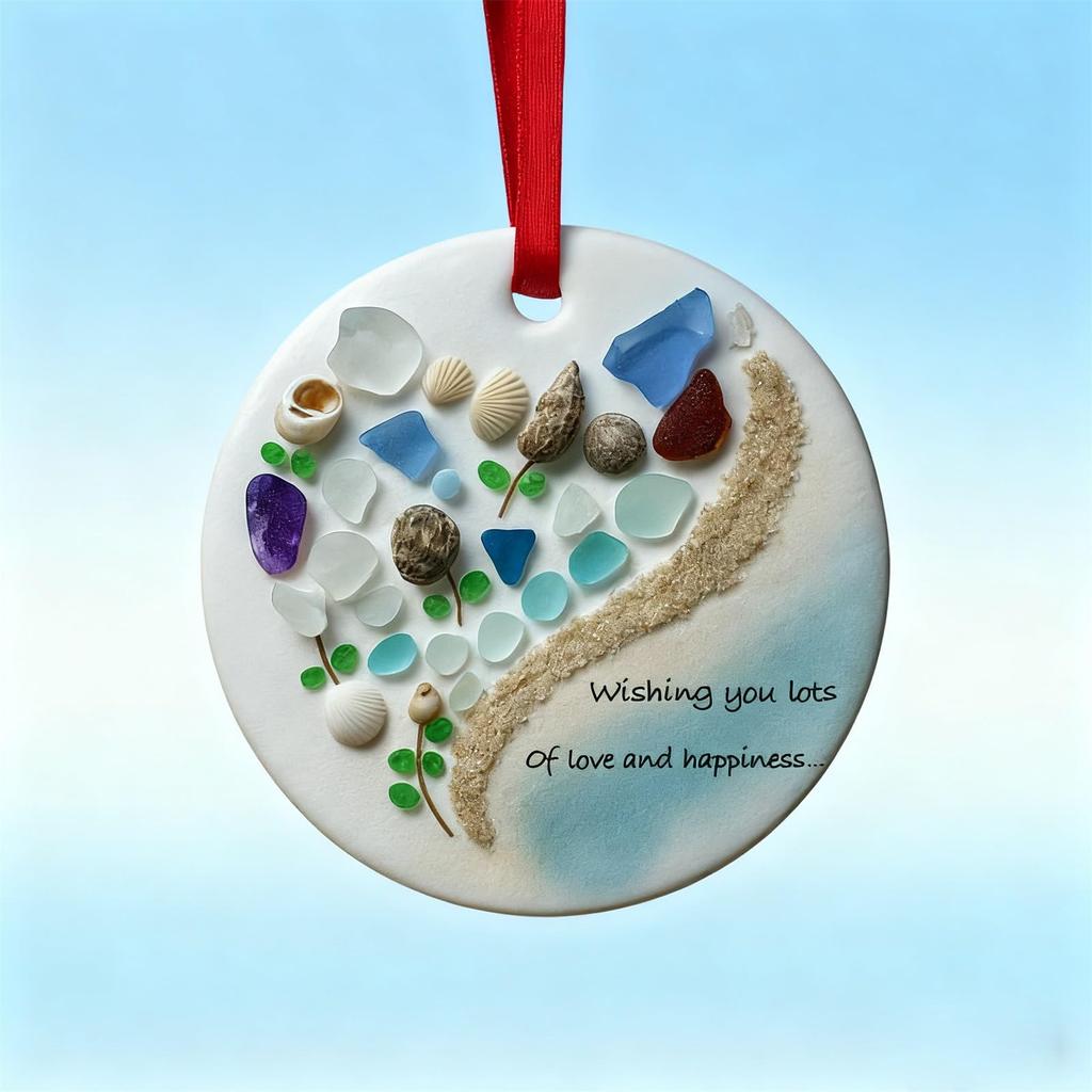 Rundformad Havsprydnad, Vänskapshjärtan Prydnad, Vänskapsminne För Julgran & Havstema Dekoration