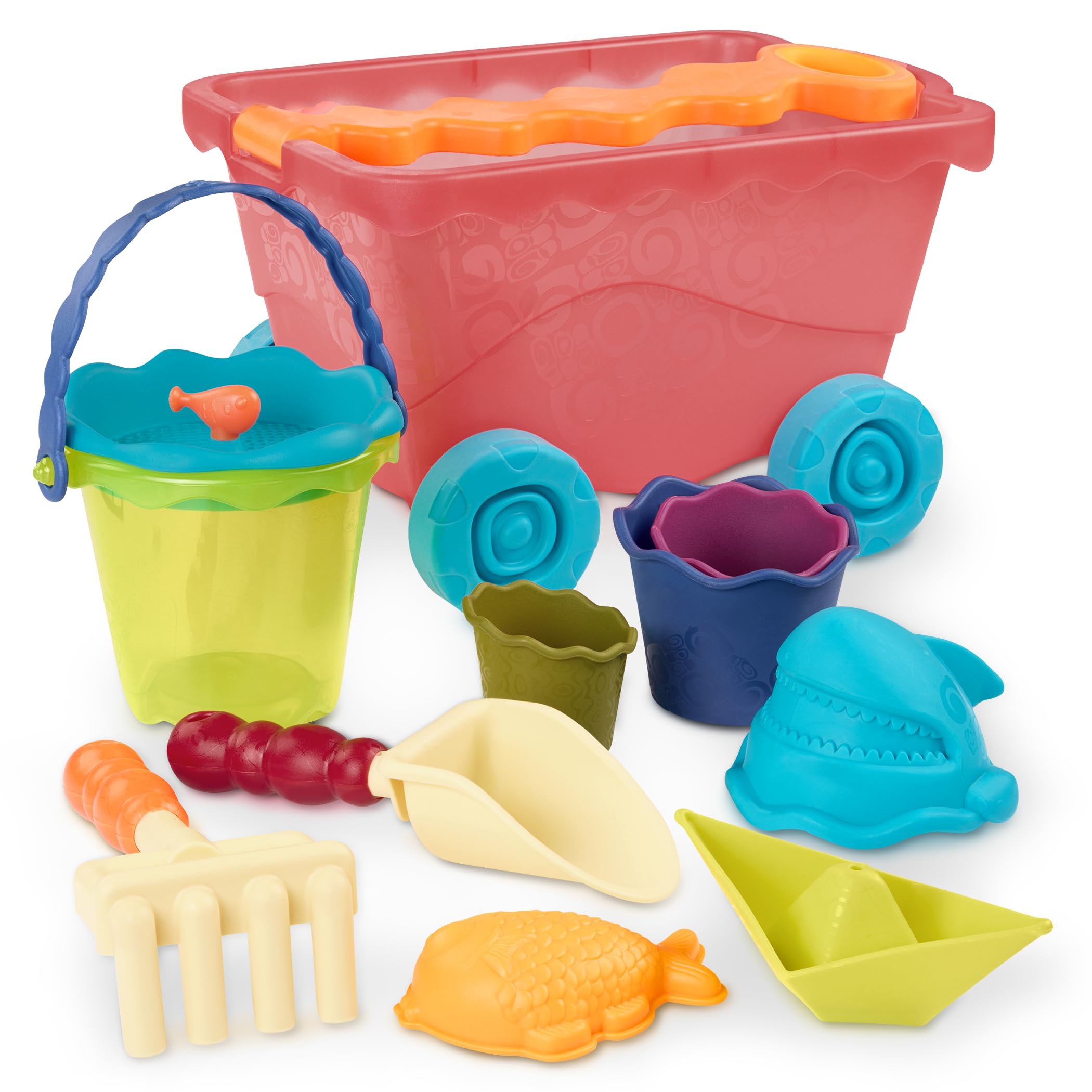 

Игрушки Набор для песочницы Дорожная пляжная тележка Набор для игры с песком Лет и старше Оригинальный продукт B. 10 шт (красный) 1,5