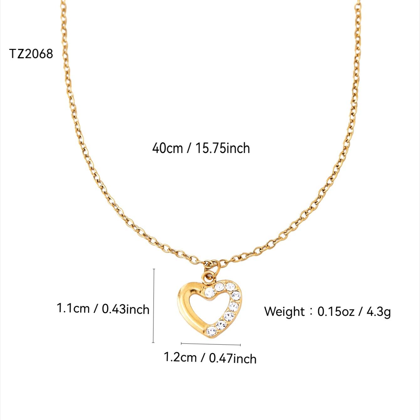 

Корейская Мода Простой Элегантный Легкая Роскошь Изысканный Нержавеющая Сталь 18К Позолота Бриллиант Любовь Подвеска Ожерелье Женское