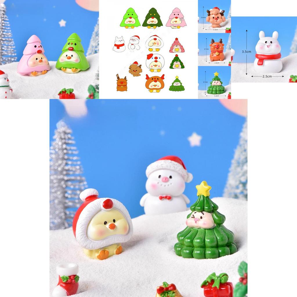 Cute Festive Resin Christmas Tree And Animal Figurines For Holiday Decor
