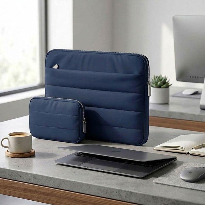 Housse Ordinateur Portable 14 Pouces Multi Espace pour MacBook Lenovo Surface Pro - Bleu Marine