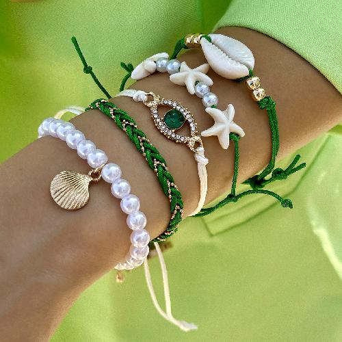Bohemian Style Rice Bead Shell Multi-layer Bracelet Ethnic Style Rope Braided Bracelet