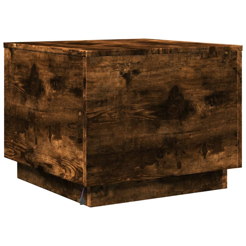 Coffee Table with LED Lights Smoked Oak 50 X 50 X 40 Cm