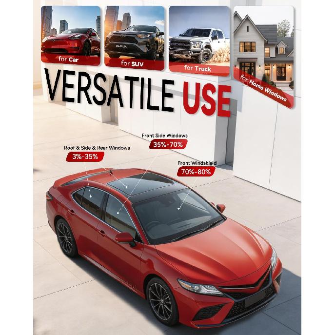 Car Window Tint 20" in x 20'Ft with 20% VLT, Nano Ceramic Window Tint Film for Car, UV&IR Protection Heat Insulation Anti-Explosion Scratch Resistant