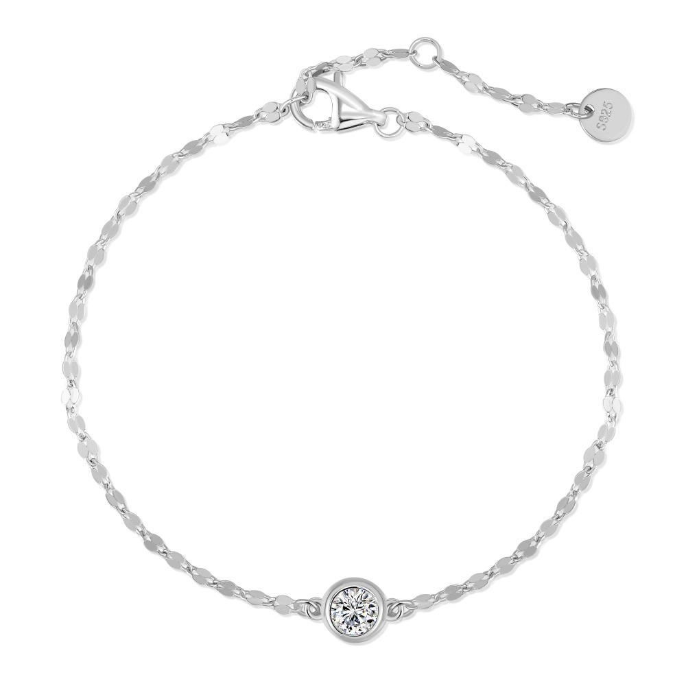 Versatile S925 Sterling Silver Bracelet for Women: Exquisite Single Diamond Lip Chain Design S925 Silver
