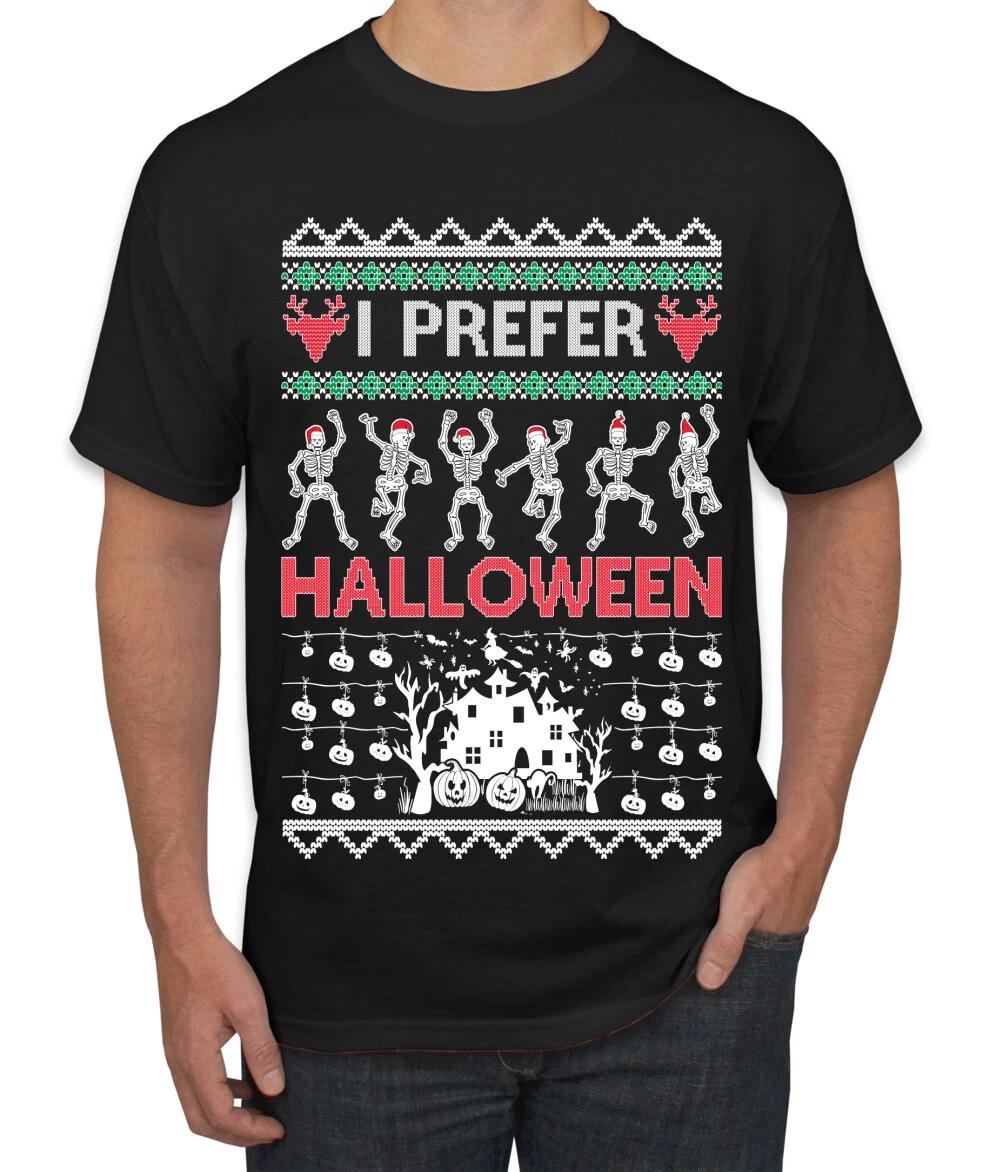 I Prefer Halloween Dancing Skeletons Men T- Shirt 2XL