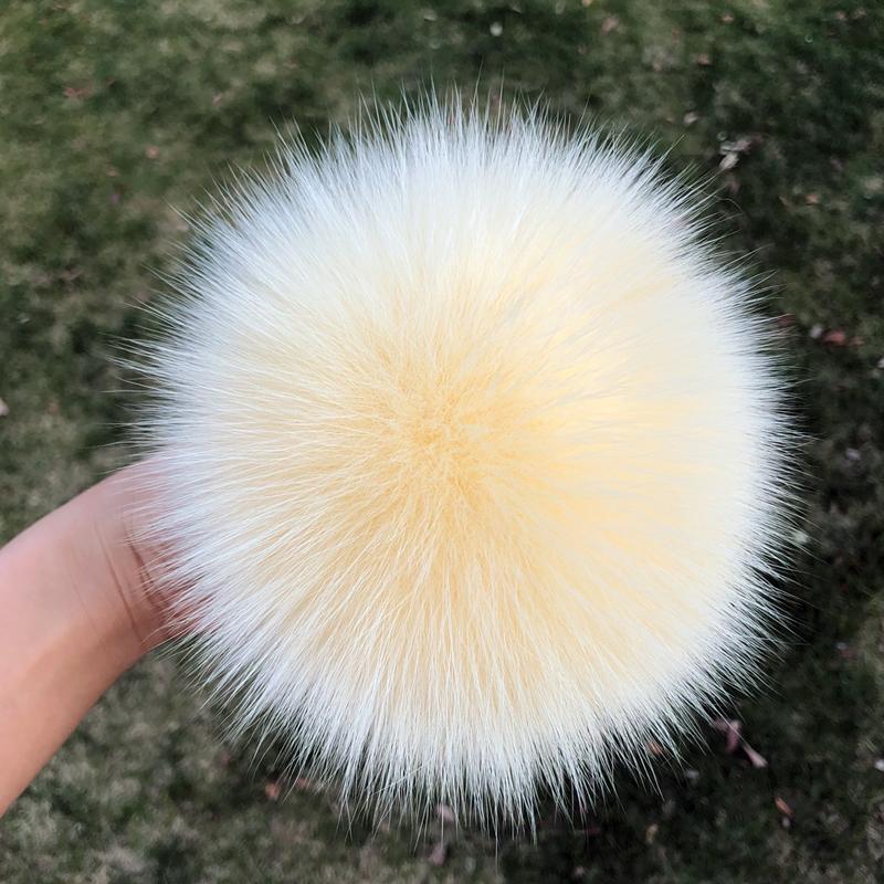 13 15 cm DIY Naturfarbe Echte Waschbärfell Pompons Für Taschen Gestrickte Mütze Hüte Echtes Fuchs Fell Pompon
