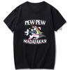 Pew Pew Madafakas Unicorn with Two Guns Printing Men Women T Shirts Summer Tops Funny Clothes Hip Hop Street Tees Women Clothing