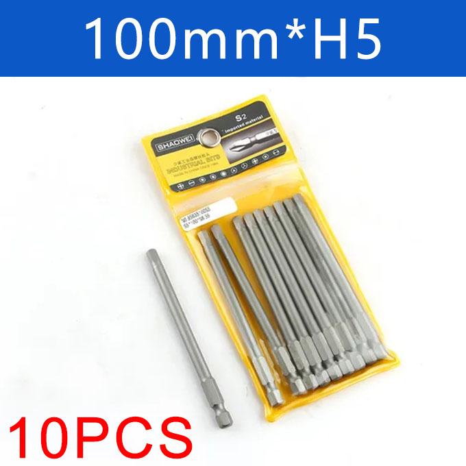 10Pcs 100mm Long 1/4" Hex Head Allen Wrench Drill Bit Handle S2 Steel Screwdriver Bits Metric Allen Screw Driver Bits H2-H14